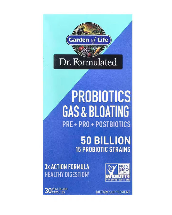 Garden of Life Probiotics Gas & Bloating, 50 Billion, 30 Vegetarian Capsules