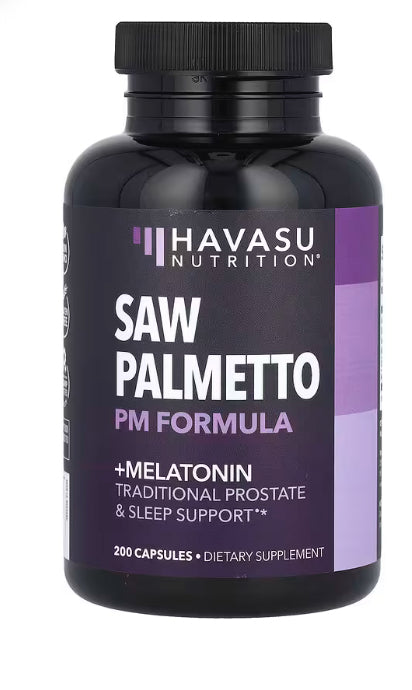 Havasu Nutrition
Saw Palmetto PM Formula + Melatonin, 200 Capsules