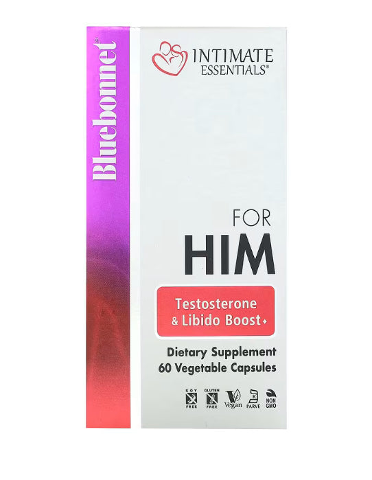 Bluebonnet Nutrition Intimate Essentials, For Him, Testosterone & Libido Boost, 60 Vegetable Capsules