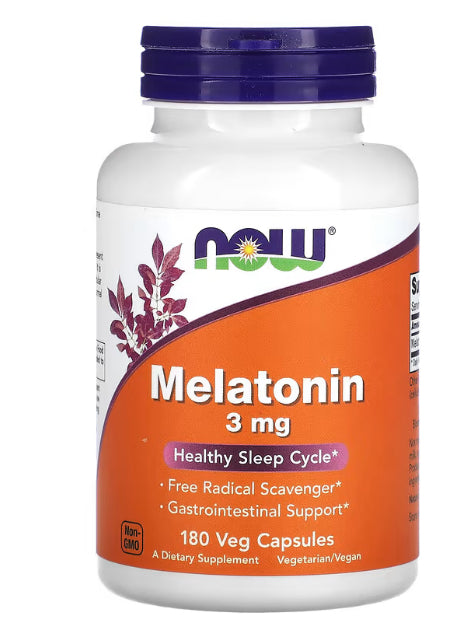 NOW Foods Melatonin, 3 mg, 180 Veg Capsules