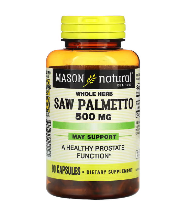 Mason Natural Saw Palmetto, Whole Herb , 500 mg, 90 Capsules