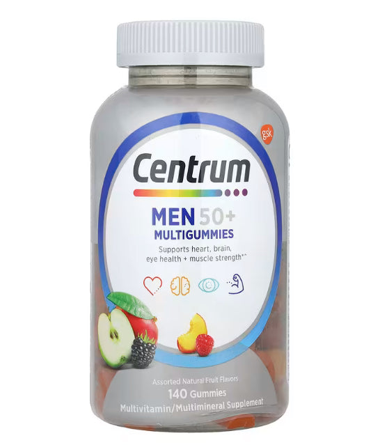 Centrum Men 50+ Multigummies, Assorted Natural Fruit, 140 Gummies