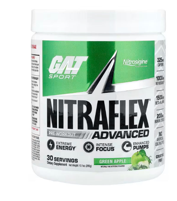 GAT Sport, NITRAFLEX® Advanced, Pre-Workout, Green Apple, 10.1 oz (285 g)