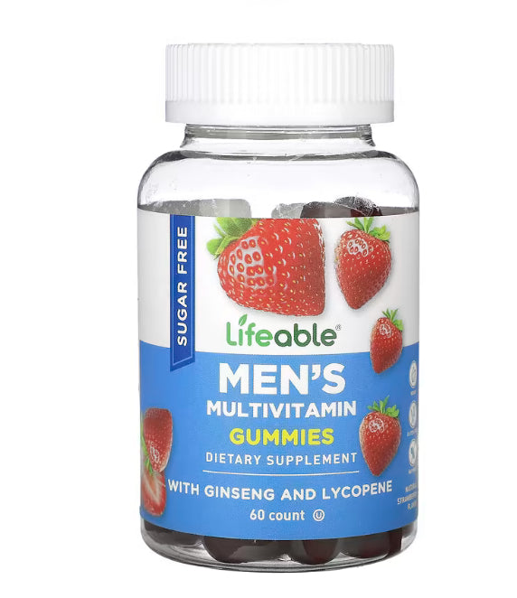 Lifeable Men's Multivitamin Gummies, Sugar Free, Natural Strawberry, 60 Gummies