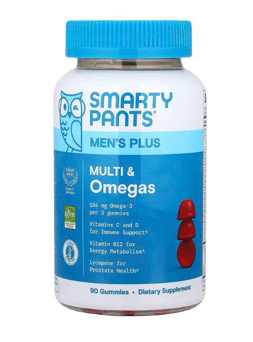 SmartyPants Men's Plus Multi & Omegas, Raspberry Lemonade, 90 Gummies