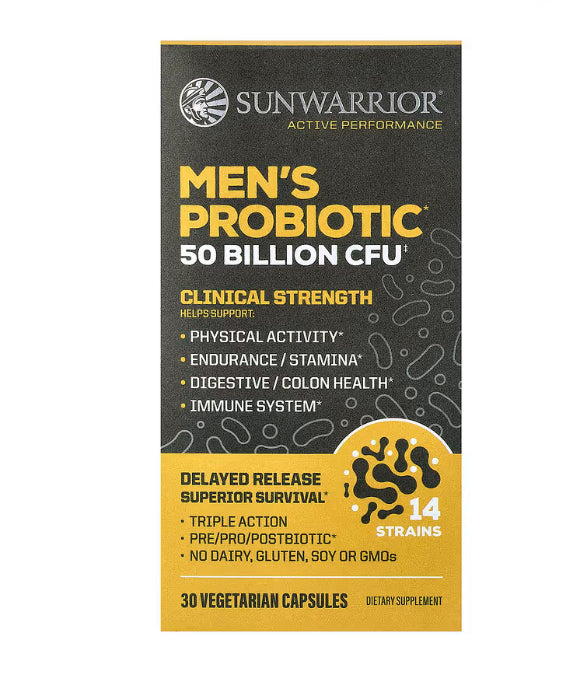 Sunwarrior Men's Probiotic, 30 Vegetarian Capsules