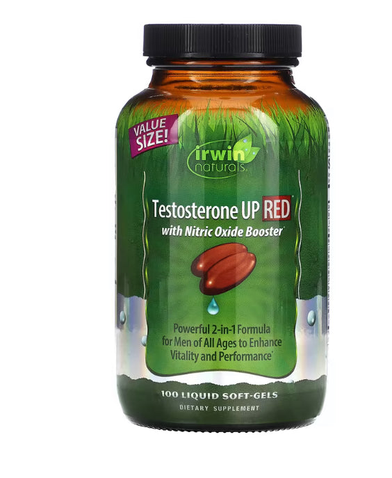 Irwin Naturals Testosterone UP Red with Nitric Oxide Booster, 100 Liquid Soft-Gels