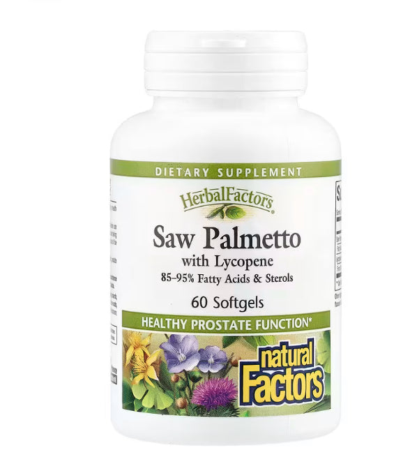 Natural Factors HerbalFactors®, Saw Palmetto with Lycopene, 60 Softgels