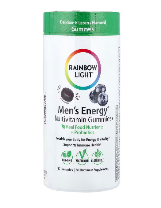 Rainbow Light Men's Energy Multivitamin Gummies, Delicious Blueberry, 120 Gummies