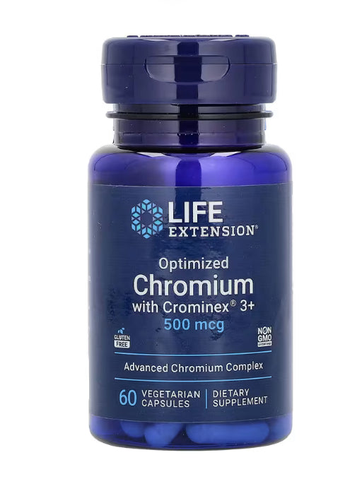 Life Extension
Optimized Chromium with Crominex 3+, 500 mcg, 60 Vegetarian Capsules