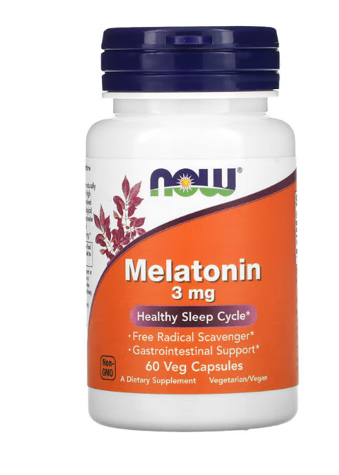NOW Foods Melatonin, 3 mg, 60 Veg Capsules