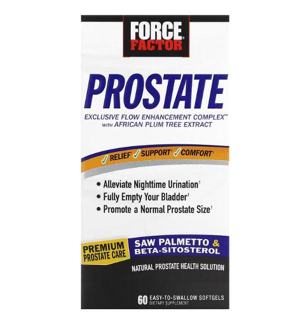 Force Factor Prostate, Natural Prostate Health Solution, 60 Easy-To-Swallow Softgels