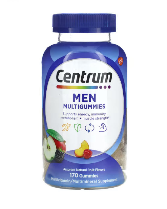 Centrum Men Multigummies, Assorted Natural Fruit, 170 Gummies