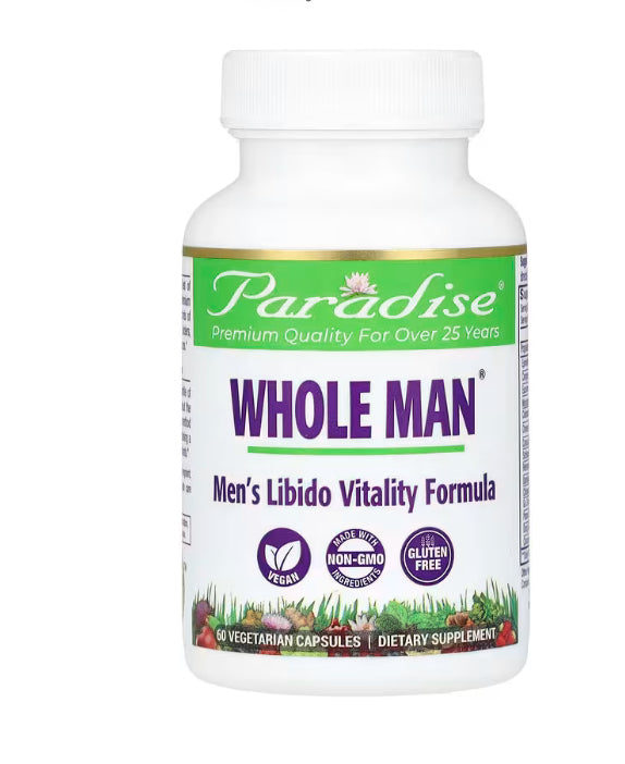 Paradise Herbs
Whole Man, Men's Libido Vitality Formula, 60 Vegetarian Capsules