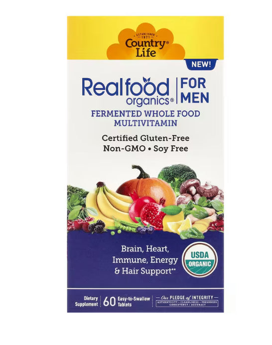 Country Life Realfood Organics, Multivitamin For Men, 60 Easy-to-Swallow Tablets