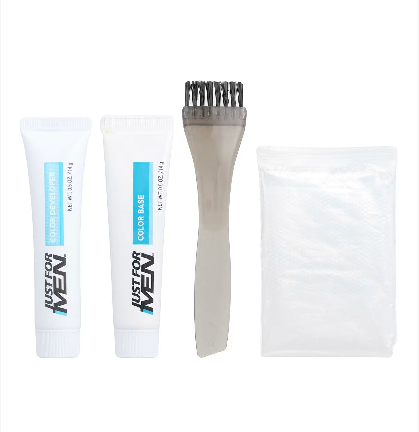 Just for Men Mustache & Beard, Easy Brush-In Color, M-55 Real Black, 1 Multiple Application Kit
