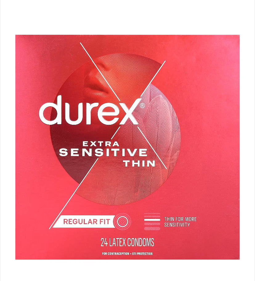 Durex Extra Sensitive Thin, Regular Fit , 24 Latex Condoms