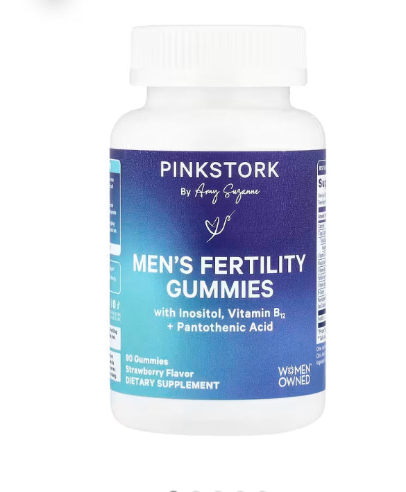 Pink Stork Men's Fertility Gummies, Strawberry , 90 Gummies