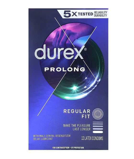 Durex Prolong, Regular Fit, 12 Latex Condoms