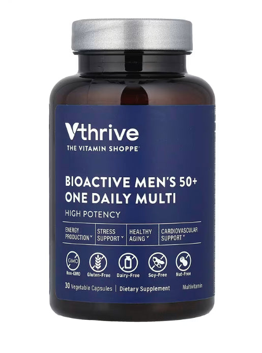 Vthrive Bioactive Men's 50+ One Daily Multi, 30 Vegetable Capsules