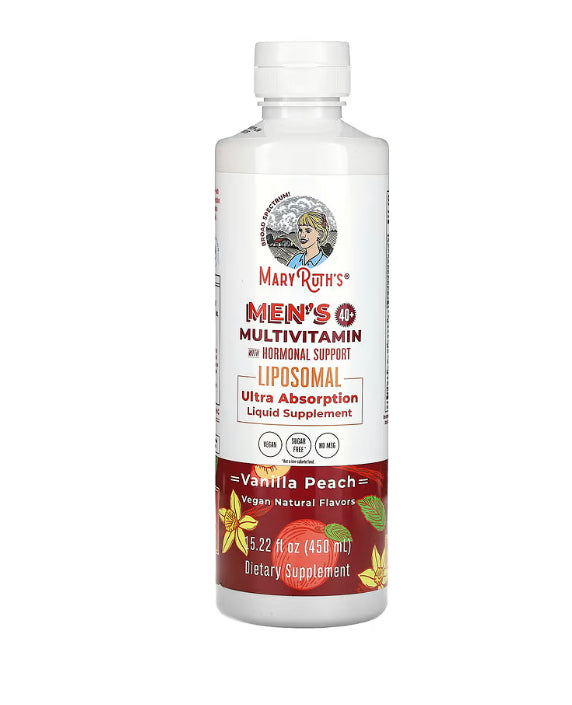 MaryRuth's Men´s 40+ Multivitamin with Hormonal Support, Vanilla Peach, 15.22 fl oz (450 ml)