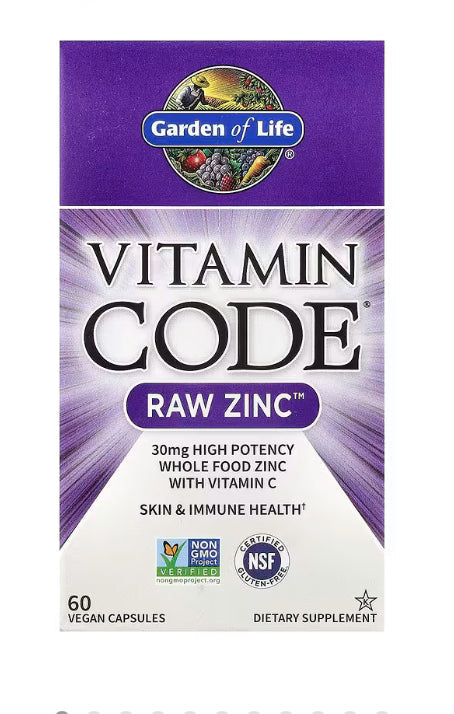 Garden of Life Vitamin Code®, RAW Zinc™ with Vitamin C, 60 Vegan Capsules