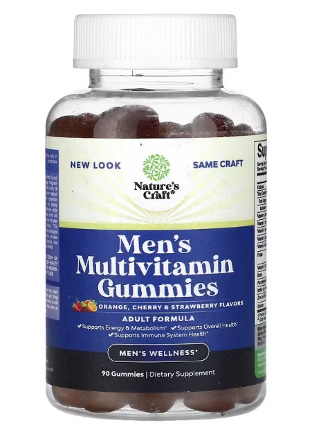 Nature's Craft
Men's Multivitamin Gummies, Orange, Cherry & Strawberry , 90 Gummies