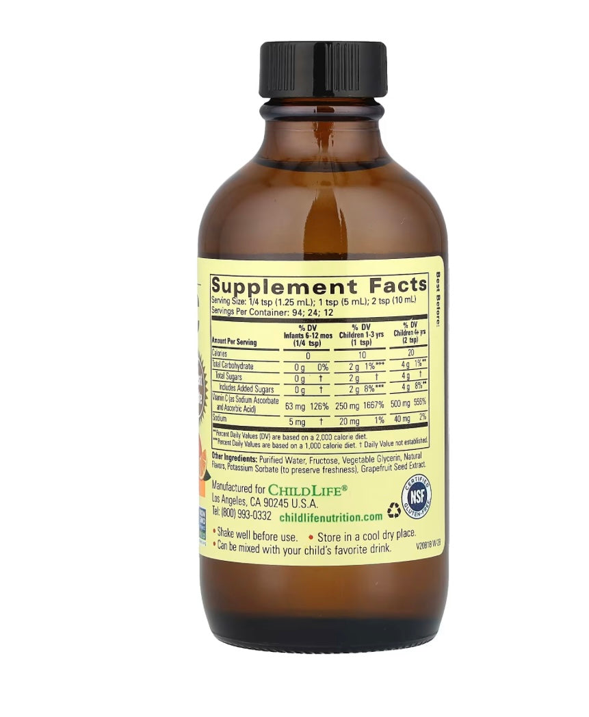 ChildLife Essentials Liquid Vitamin C, Natural Orange, 4 fl oz (118 ml)