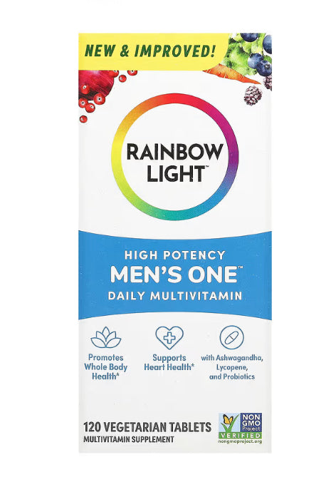 Rainbow Light Men's One Daily Multivitamin, High Potency, 120 Vegetarian Tablets