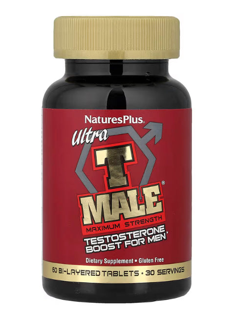 NaturesPlus Ultra T-Male, Testosterone Boost for Men, Maximum Strength, 60 Bi-Layered Tablets