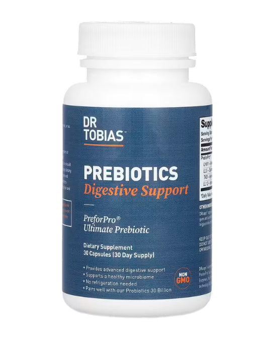 Dr. Tobias
Prebiotics, Digestive Support, 15 mg, 30 Capsules