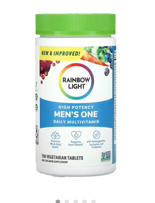 Rainbow Light
Men's One Daily Multivitamin, High Potency, 150 Vegetarian Tablets