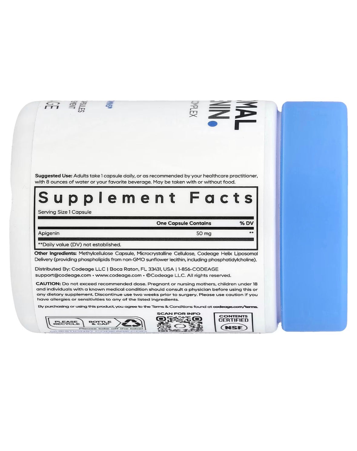 Codeage Liposomal Apigenin, Phospholipid Complex, 90 Vegetable Capsules (50 mg per Capsule)