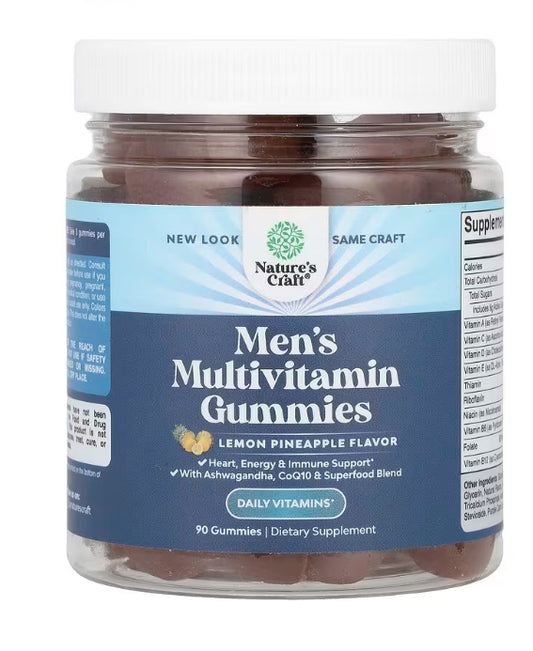 Nature's Craft
Men's Multivitamin Gummies, Lemon Pineapple, 90 Gummies