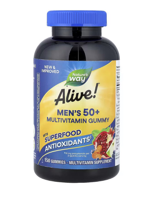 Nature's Way
Alive!® Men's 50+ Multivitamin Gummy, Fruit, 150 Gummies