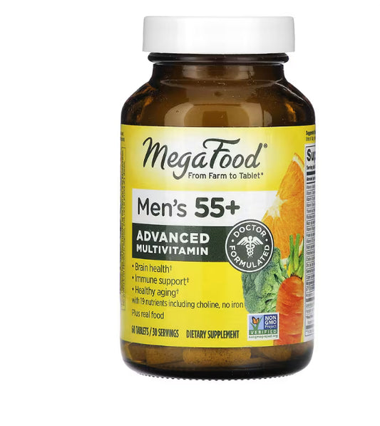 MegaFood
Men's 55+, Advanced Multivitamin, 60 Tablets