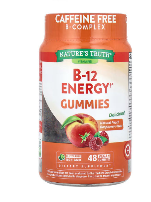 Nature's Truth
B-12 Energy Gummies, Natural Peach Raspberry, 48 Vegan Gummies