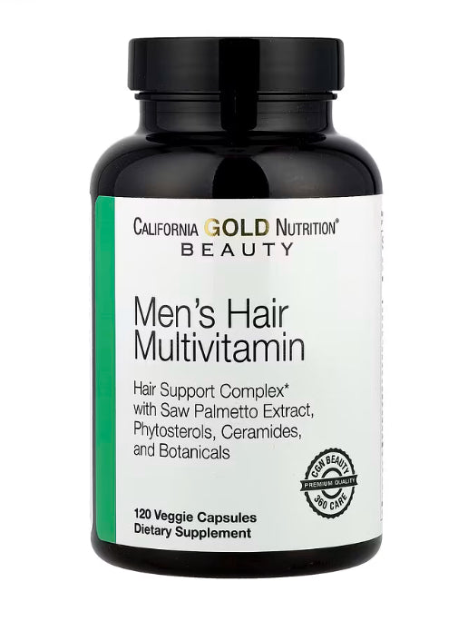 California Gold Nutrition
Beauty, Men's Hair Multivitamin, 120 Veggie Capsules