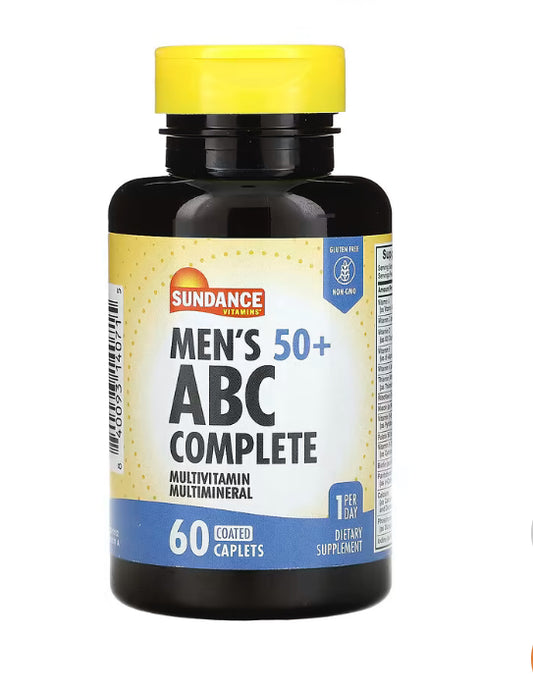 Sundance Vitamins
Men's 50+, ABC Complete Multivitamin Multimineral, 60 Coated Caplets
