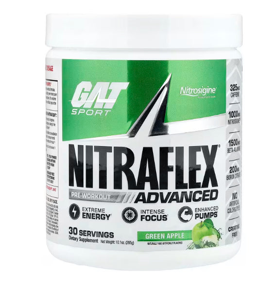 GAT
Sport, NITRAFLEX® Advanced, Pre-Workout, Green Apple, 10.1 oz (285 g)