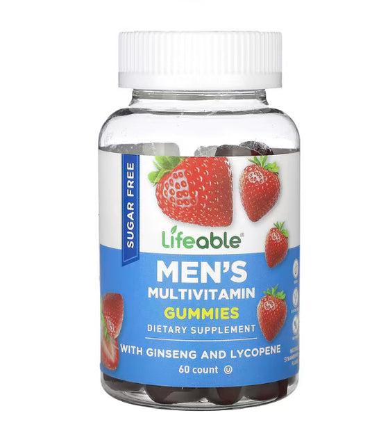 Lifeable
Men's Multivitamin Gummies, Sugar Free, Natural Strawberry, 60 Gummies