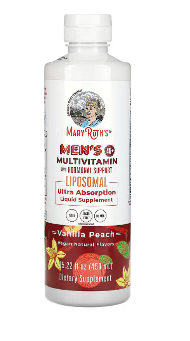 MaryRuth's
Men´s 40+ Multivitamin with Hormonal Support, Vanilla Peach, 15.22 fl oz (450 ml)