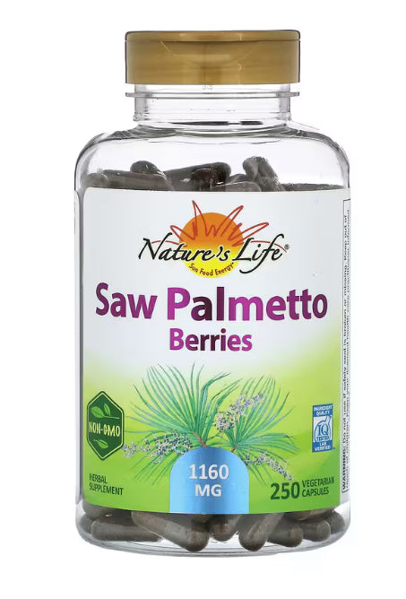 Nature's Life
Saw Palmetto Berries, 250 Vegetarian Capsules (580 mg per Capsule)