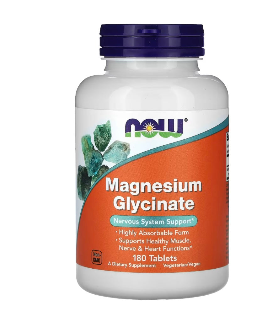 NOW Foods Magnesium Glycinate, 180 Tablets (100 mg per Tablet)