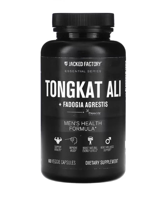 Jacked Factory
Essential Series, Tongkat Ali + Fadogia Agrestis, 60 Veggie Capsules