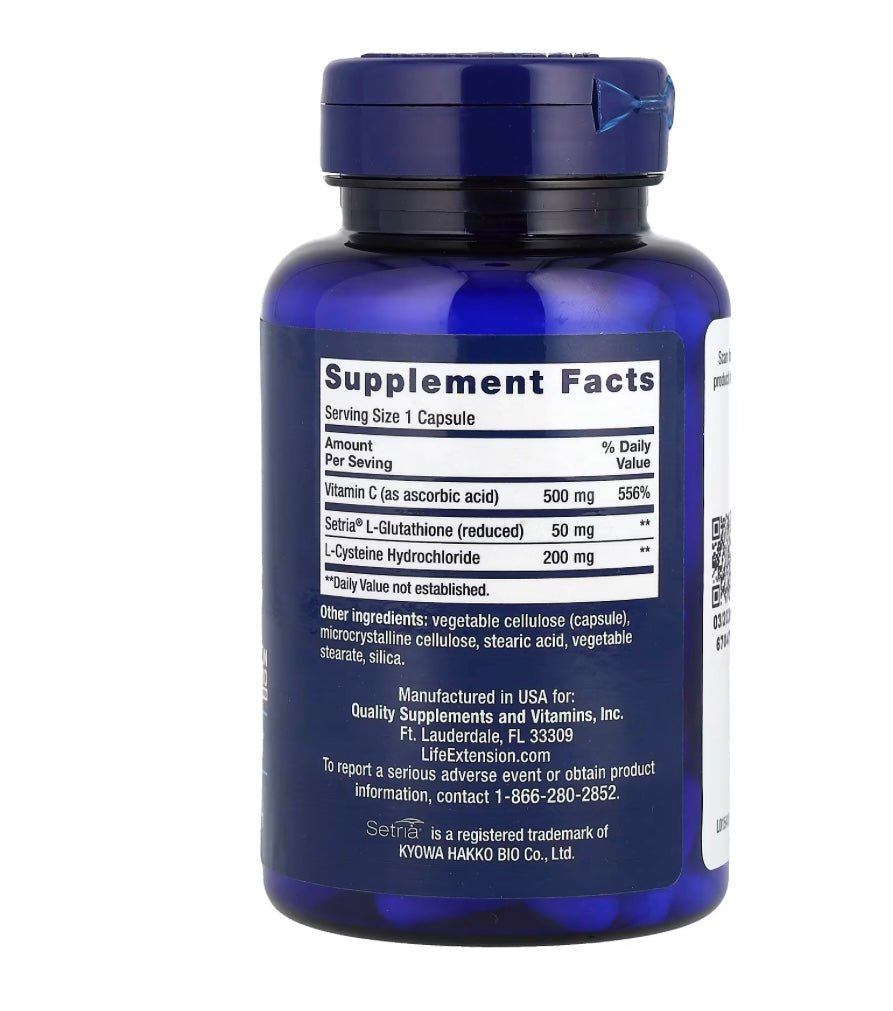 Life Extension Glutathione, Cysteine & C, 100 Capsules