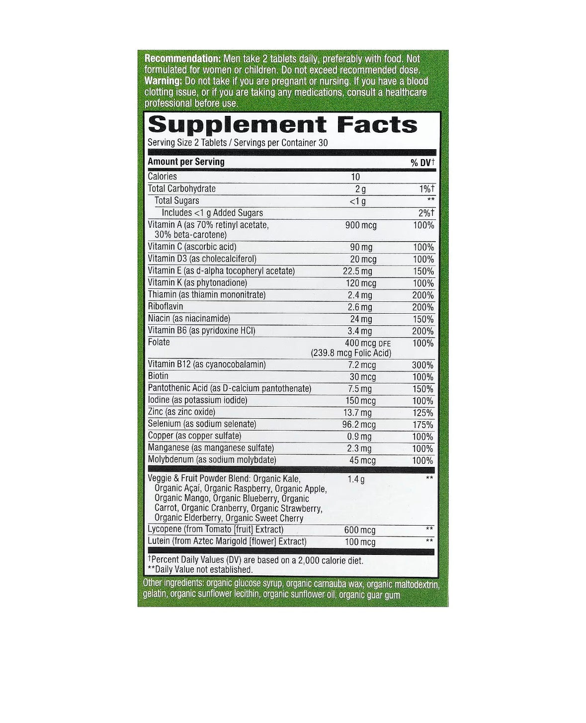 Nature's Way Alive!® Garden Goodness™, Men's Multivitamin, 60 Tablets
