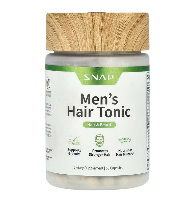 Snap Supplements
Men's Hair Tonic, Hair & Beard, 60 Capsules