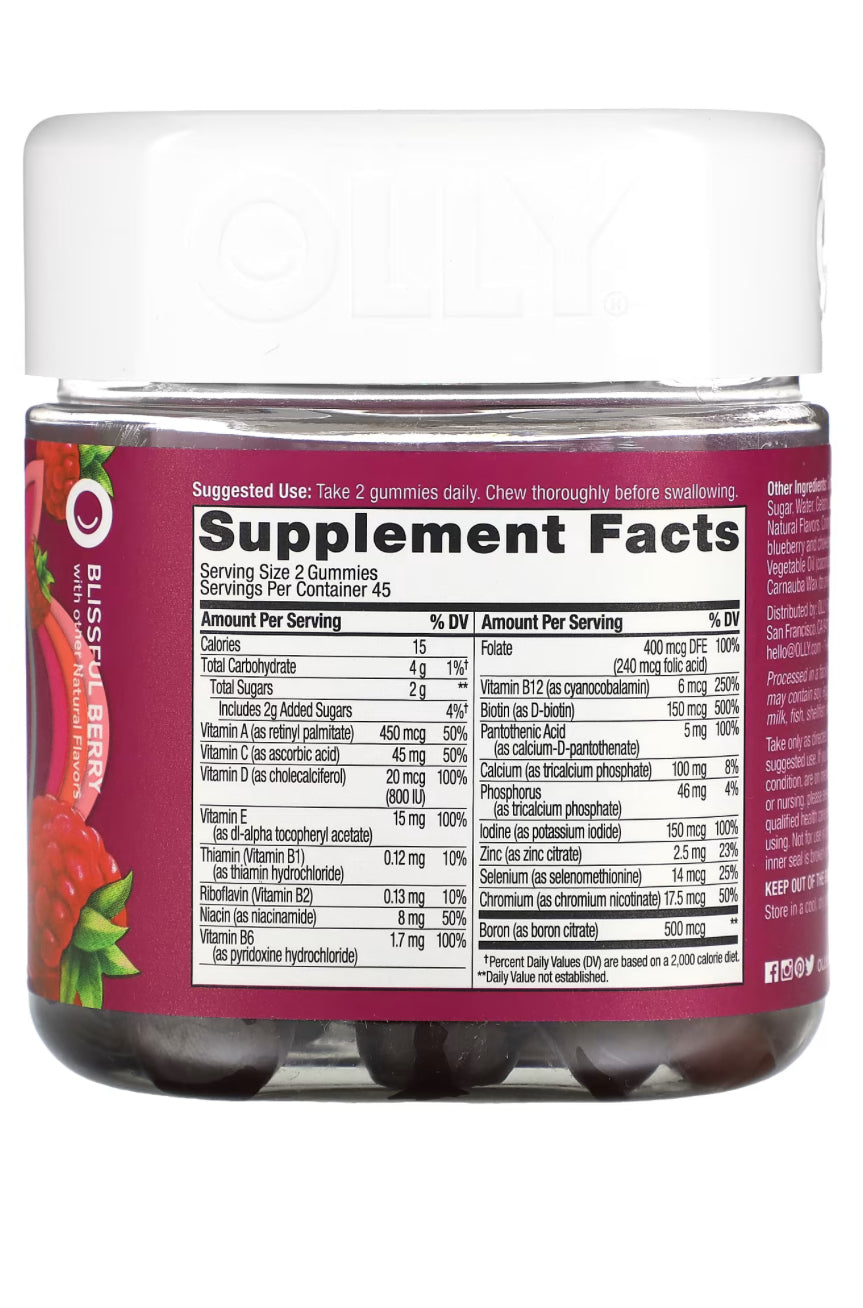 OLLY Women's Multi, Blissful Berry , 90 Gummies