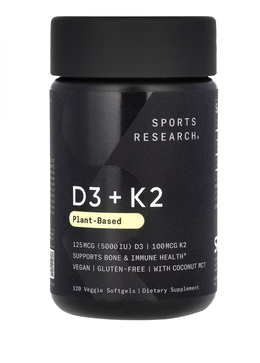 Sports Research D3 + K2, Plant-Based, 120 Veggie Softgels